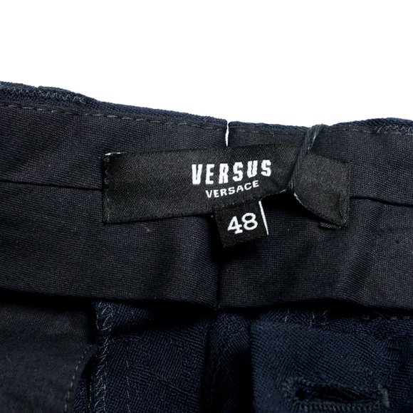Versace Versus Wool Dark Blue Pleated Dress Pants